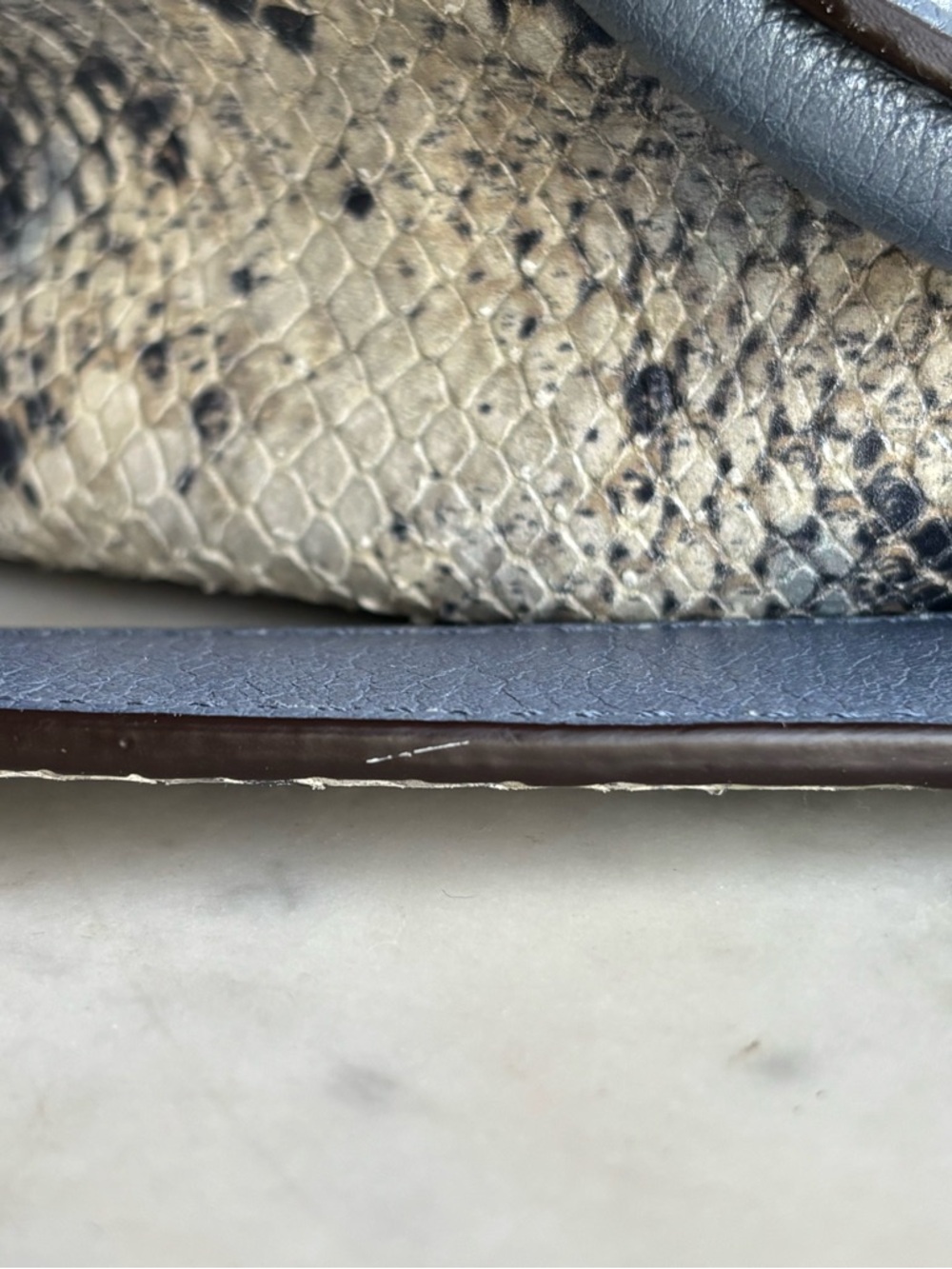 Coach Python-Print Leather Shoulder Bag in Blue, Gray and Cream - Picture 8 of 15
